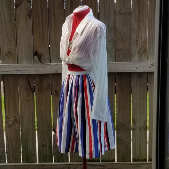 Modcloth Striped Red, White & Blue Twee Skirt. America - 4th of july - Picture 3 of 5